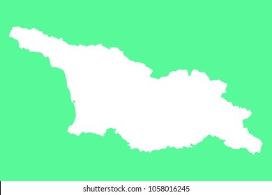 Georgia map-White map on green background. Each city and border has separately. Vector illustration eps 10.