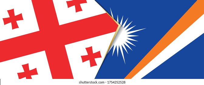 Die Flagge Georgiens und der Marshallinseln, zwei Vektorfahnen Symbol für Beziehung oder Konfrontation.