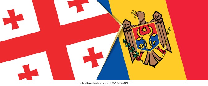 Georgia and Moldova flags, two vector flags symbol of relationship or confrontation.