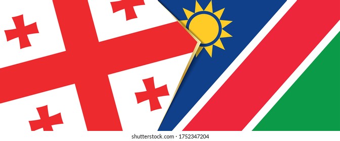 Georgia and Namibia flags, two vector flags symbol of relationship or confrontation.