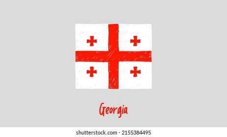 Georgia National Country Flag Marker or Pencil Sketch Illustration Vector