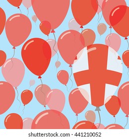 Georgia National Day Flat Seamless Pattern. Flying Celebration Balloons in Colors of Georgian Flag. Georgia Patriotic Background with Celebration Balloons.