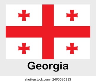 Georgia national flag. Banner, state symbol, flagpole.