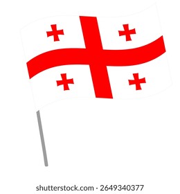 Georgia national flag flutters with flagpole
