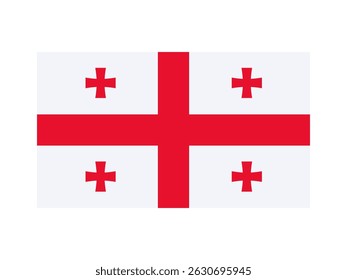 Georgia national flag isolated on white. Official colors and image of cross, simple flat design. Vector clipart or icon for georgian events and news illustration, travel or politics banner.