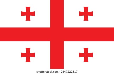 Georgia National Flag – White Field with Five Red Crosses – High Quality Vectorial Stock Image