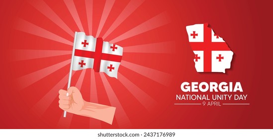 Georgia National Unity Day 9 April hand holding flag map poster