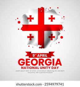 Georgia national unity day square banner background grunge brush style national flag 