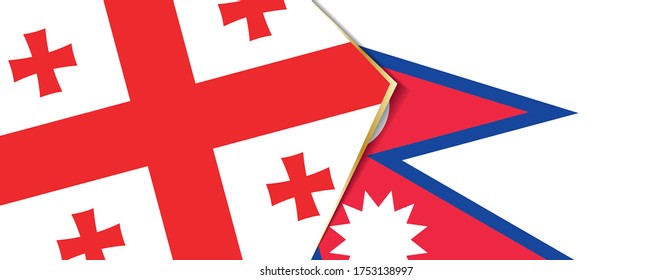 Georgia and Nepal flags, two vector flags symbol of relationship or confrontation.