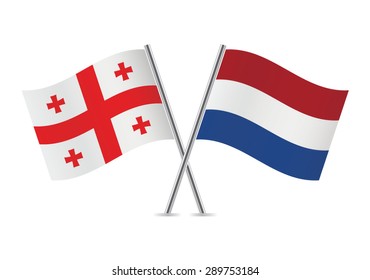 Georgia and Netherlands flags. Vector illustration.