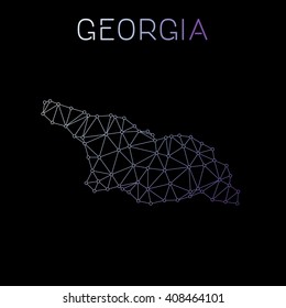 Georgia network map. Abstract polygonal Georgia network map design. Map of Georgia network connections. Vector illustration.