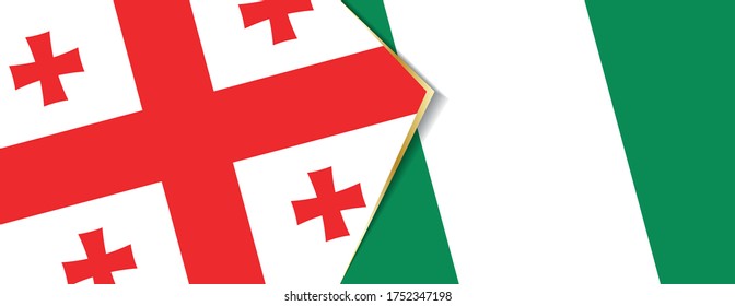 Georgia and Nigeria flags, two vector flags symbol of relationship or confrontation.