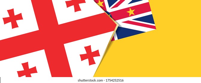 Georgia and Niue flags, two vector flags symbol of relationship or confrontation.