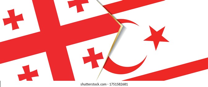 Georgia and Northern Cyprus flags, two vector flags symbol of relationship or confrontation.