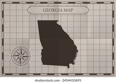 georgia old classic country map. Vintage antique map paper style.