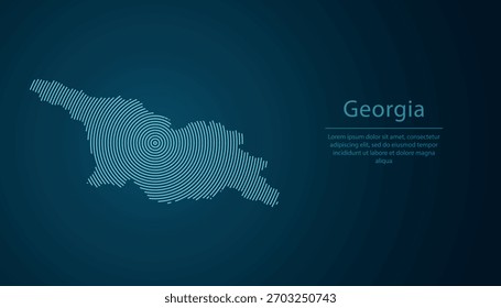 Georgia outline map filled with concentric circles on dark gradient background