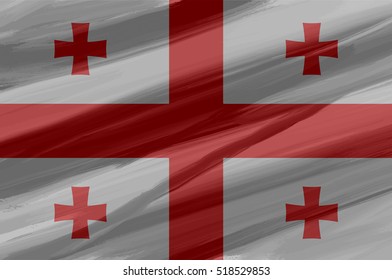  Georgia painted / drawn vector flag. Dramatic, unusual look. Vector file contains flag and texture layers