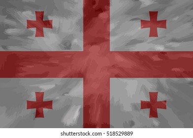  Georgia painted / drawn vector flag. Dramatic, unusual look. Vector file contains flag and texture layers