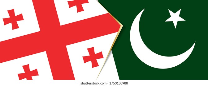 Georgia and Pakistan flags, two vector flags symbol of relationship or confrontation.