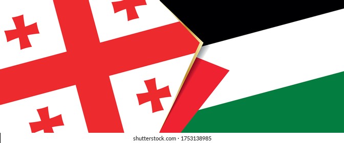 Banderas de Georgia y Palestina, dos banderas vectoriales símbolo de relación o enfrentamiento.