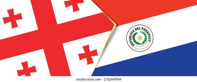 Georgia and Paraguay flags, two vector flags symbol of relationship or confrontation.