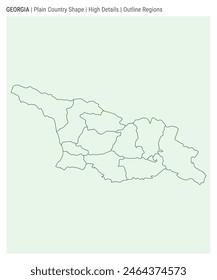 Georgia plain country map. High details. Outline regions style. Shape of Georgia. Vector illustration.