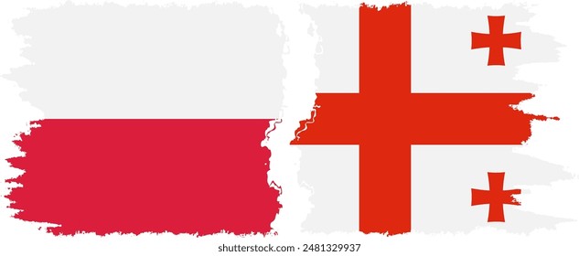 Georgia and Poland grunge flags connection, vector