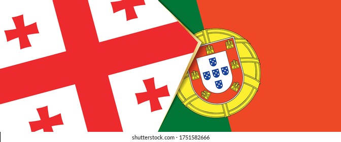 Banderas de Georgia y Portugal, dos banderas vectoriales símbolo de relación o enfrentamiento.