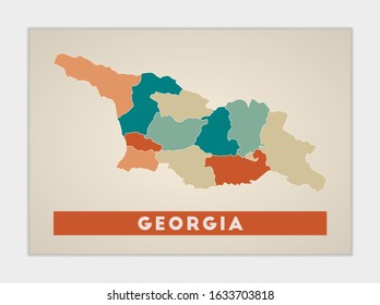 Georgia poster. Map of the country with colorful regions. Shape of Georgia with country name. Stylish vector illustration.