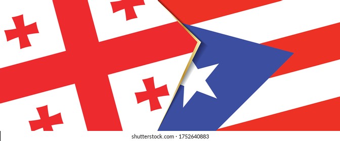 Georgia and Puerto Rico flags, two vector flags symbol of relationship or confrontation.