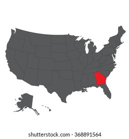 Georgia red map on gray USA map vector