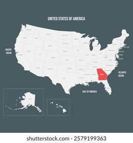 Georgia - Red Vector Map of Georgia