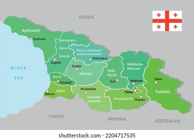 Mapa de regiones de Georgia de ilustración de vector