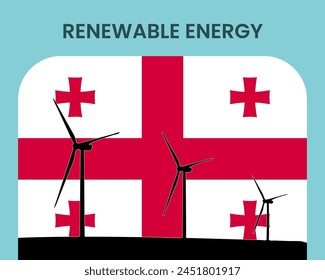 Georgia renewable energy, environmental and ecological energy idea, wind turbine with Georgia flag, electrical industry, alternative solar power