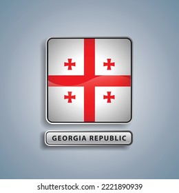 Georgia Republic flag square button vector illustration