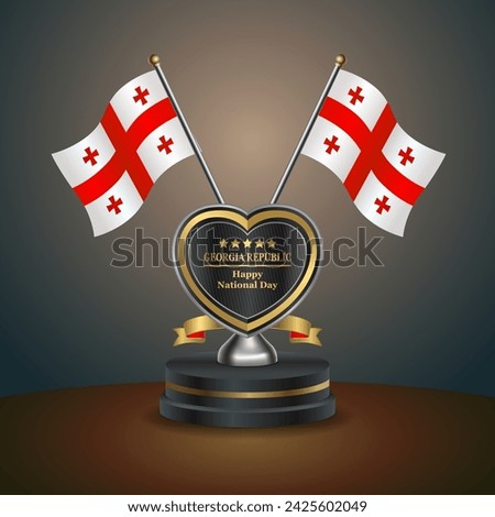 Georgia Republic flag in a stand on table. Vector Illustration