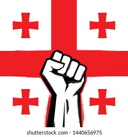 Georgia Revolution Poster. Crowd protest for freedom and democracy design.
