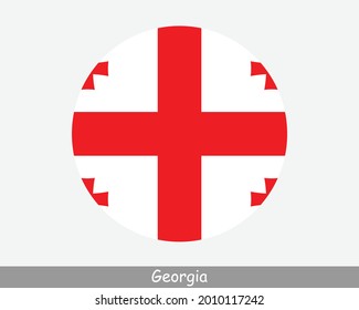 Georgia Round Circle Flag. Georgian Circular Button Banner Icon. EPS Vector svg