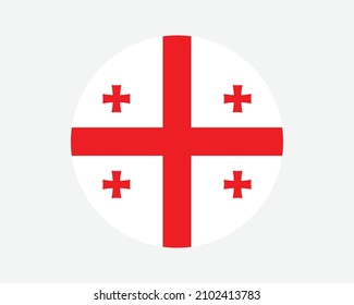 Georgia Round Country Flag. Georgian Circle National Flag. Georgia Circular Shape Button Banner. EPS Vector Illustration. svg
