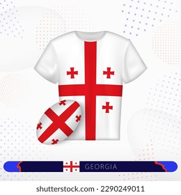 Georgia rugby jersey with rugby ball of Georgia on abstract sport background. Jersey design.