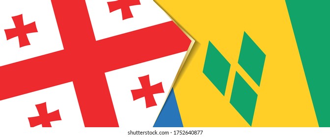 Georgia and Saint Vincent and the Grenadines flags, two vector flags symbol of relationship or confrontation.