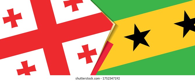 Georgia and Sao Tome and Principe flags, two vector flags symbol of relationship or confrontation.