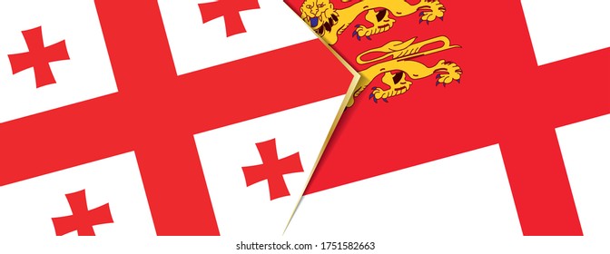 Georgia and Sark flags, two vector flags symbol of relationship or confrontation.