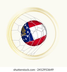 Georgia scoring goal, abstract football symbol with illustration of Georgia ball in soccer net. Vector sport illustration.