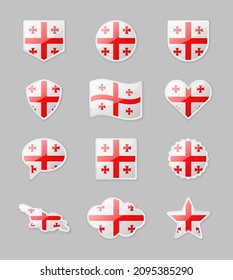 Georgia - conjunto de banderas del país en forma de stickers de varias formas. Ilustración del vector