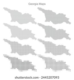 Georgia Set of Dotted Map Vector Illustrator 