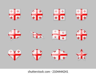 Georgia - conjunto de banderas brillantes de diferentes formas. Ilustración del vector
