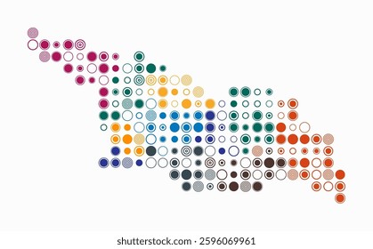 Georgia, shape of the country build of colored cells. Digital style map of the Georgia on white background. Large size circle blocks. Amazing vector illustration.