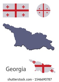 Georgia silhouette and flag vector illustration