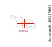 Georgia simple vector map outline. Georgia national flag map design illustration of Georgia country flag inside the map vector.